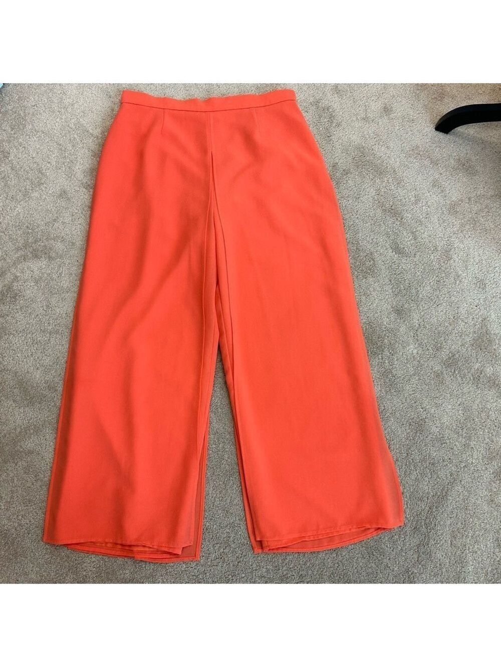 Joseph ribkoff peach orange trouser dress pants chiffon overlay Sz 16 wide leg